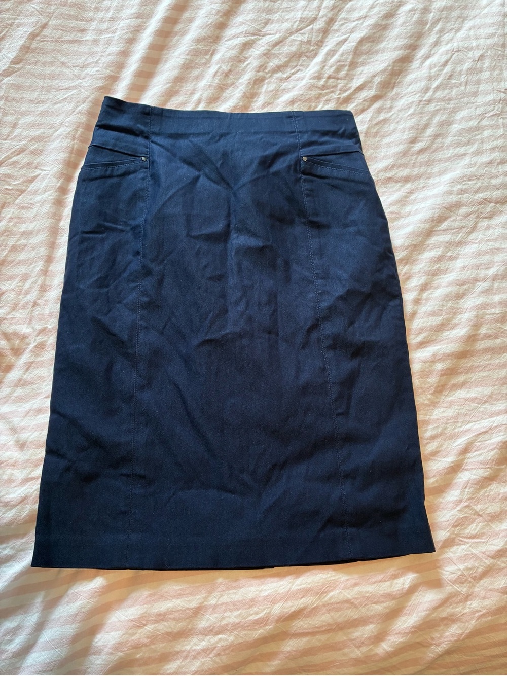 Soho Apparel Navy Pencil Skirt with Zip Accent